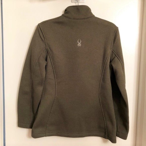 New SPYDER Dark Green Zip Core Knit Jacket Size S Snowboard Ski Outdoor Active - Picture 2 of 9